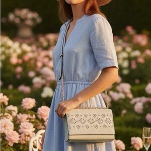 Kate Spade Valencia Faye Drive Crossbody Gold Chain Bag Pebbled Leather Mint NEW